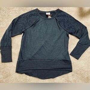 Knox Rose Black Sweatshirt with Lace Accents